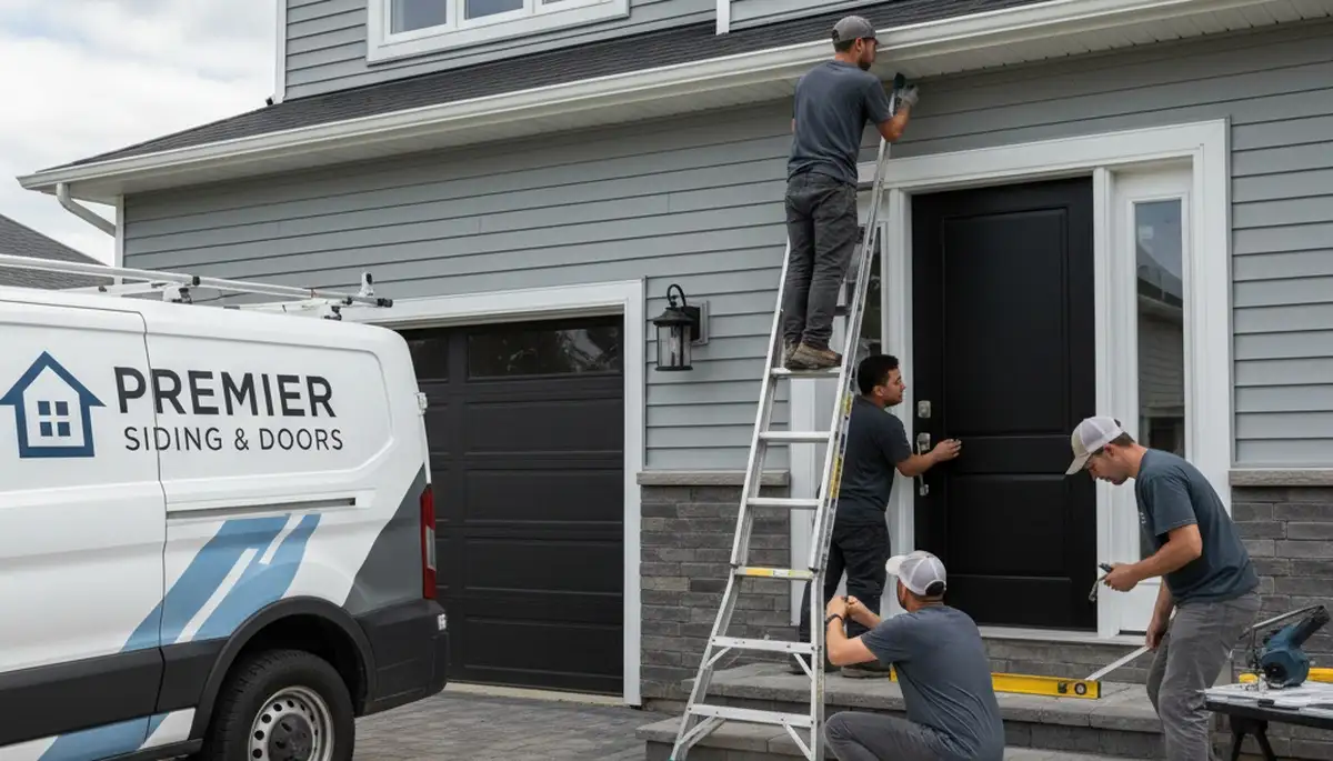 Vinyl siding and door installation in Virginia Beach VA by Next Level Exteriors