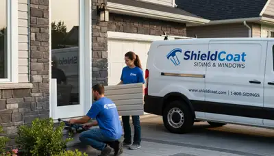Technician repairing vinyl door frame on coastal home in Virginia Beach VA