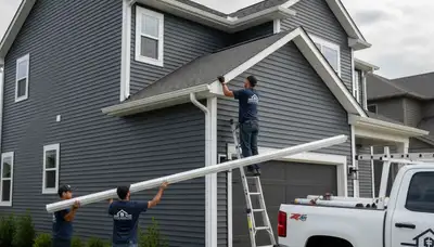 Seamless gutter installation on Virginia Beach, VA home exterior by Next Level Exteriors experts
