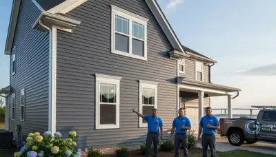 Vinyl siding installation on coastal home in Virginia Beach VA by local siding experts