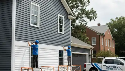 Vinyl siding installation on home exterior in Virginia Beach VA by local siding contractors