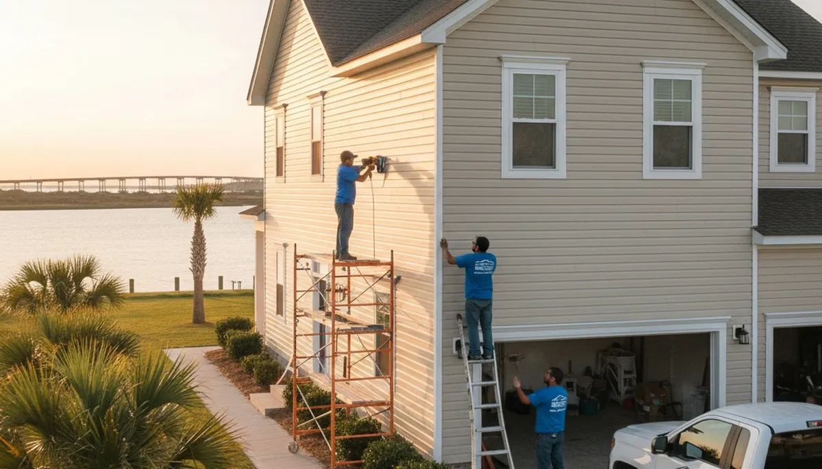 Vinyl siding installation on coastal home in Virginia Beach VA by local exterior remodeling experts