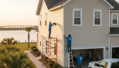 Vinyl siding installation on coastal home in Virginia Beach VA by local exterior remodeling experts