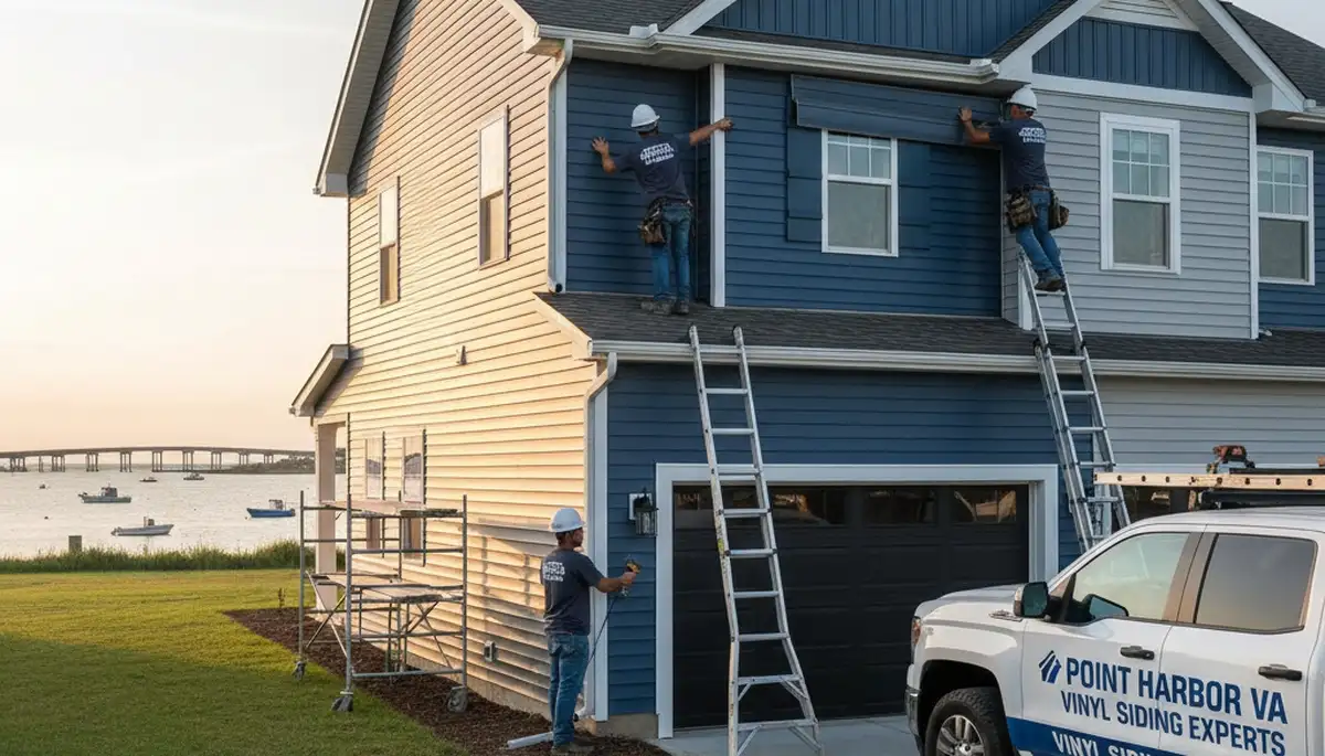 Vinyl siding installation on coastal home in Virginia Beach VA by local exterior remodeling experts